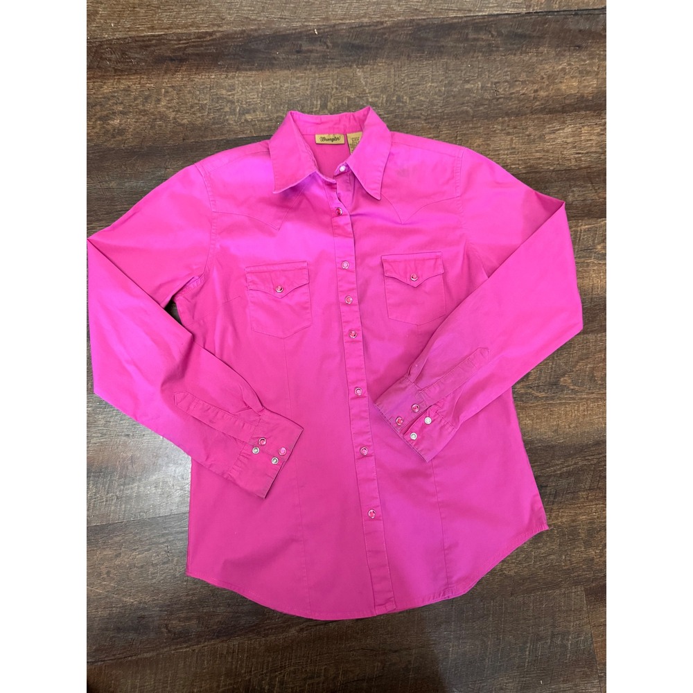 Wrangler Pink Western Snap Shirt Small Pearl Snap Cotton Cowgirl Rodeo